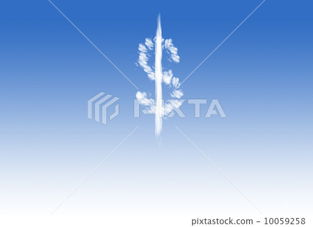 Cloud $ currency symbol shape over blue sky Cloud $ currency symbol shape over blue sky 10059258