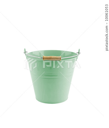 Small iron milling green bucket on white Small iron milling green bucket on white 10061053