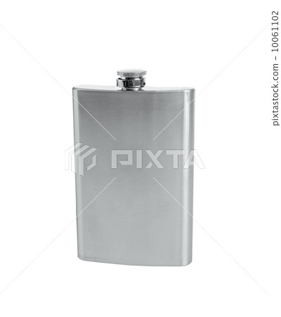 Stainless hip flask isolated on white background Stainless hip flask isolated on white background 10061102