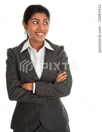 Indian businesswoman hands folded looking side. Indian businesswoman hands folded looking side. 10061422