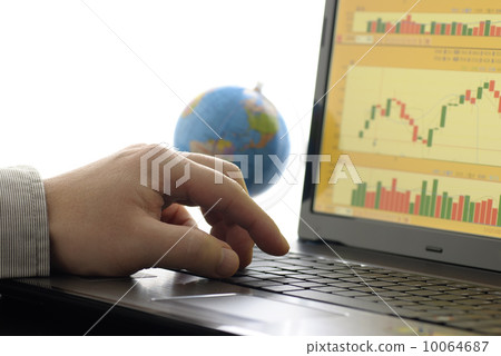 Business man checking stock diagram Business man checking stock diagram 10064687