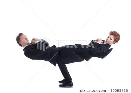 Flexible young people posing as businessmen Flexible young people posing as businessmen 10065816
