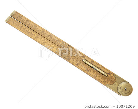 carpenter's rule of 19th century with brass level front view iso carpenter's rule of 19th century with brass level front view iso 10071209