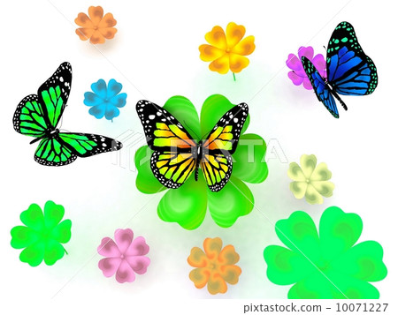 Butterfly and flowers on white background - Stock Illustration ...