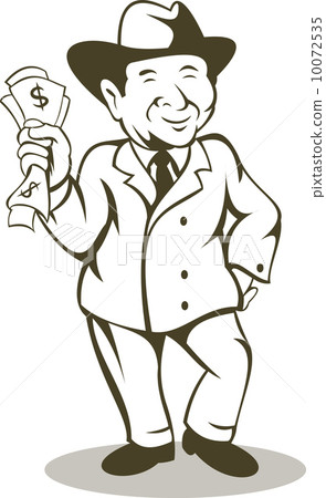 Man in business suit and hat with money 10072535