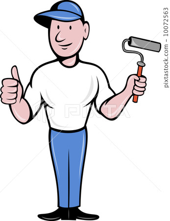House painter with painting roller thumbs up 10072563