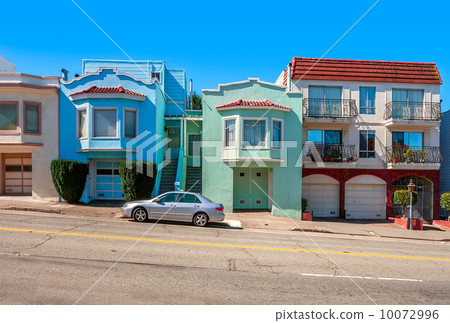 Colorful houses on sloping street in San Francisco. 10072996