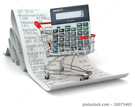Shopping cart with calculator on reciept 10073465