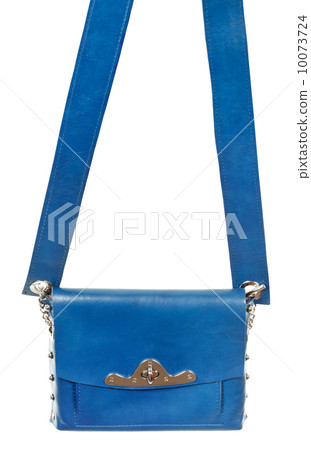 flat blue leather female bag with broad belt 10073724