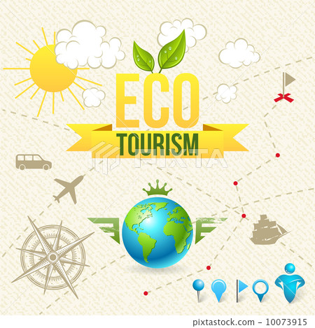Vector Icon and Label of Eco Tourism and Travel Vector Icon and Label of Eco Tourism and Travel 10073915