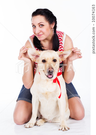girl with her dog 10074163