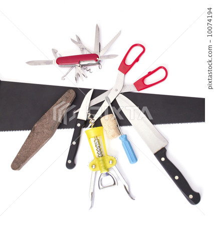 Set. Pile of Construction Tools Isolated on White. 10074194