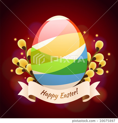 Happy Easter Greening Card With Colored Egg 10075897