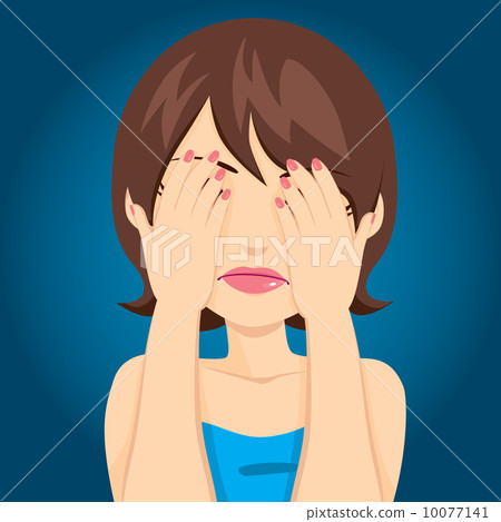 Sad Woman Covering Eyes 10077141