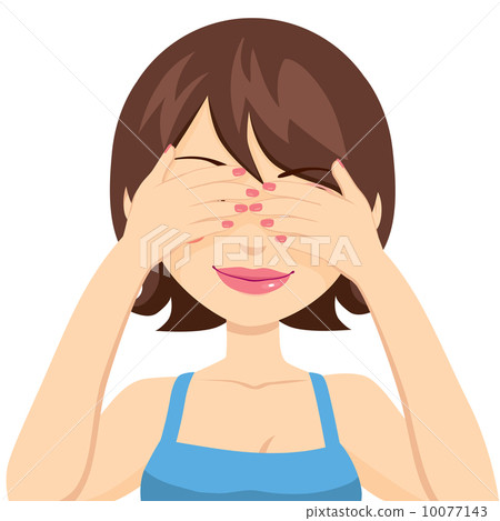 Happy Woman Covering Eyes 10077143