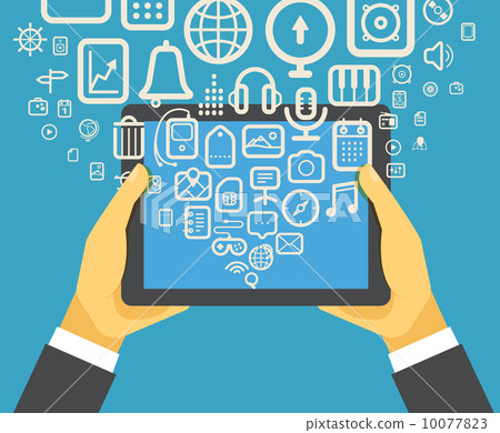 The businessman holding modern digital tablet device 10077823
