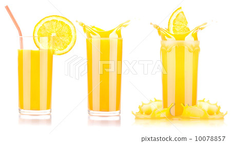 Fresh orange juice in glass with splash Fresh orange juice in glass with splash 10078857