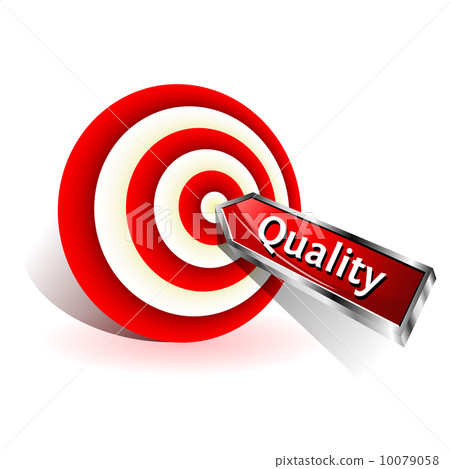 Quality Concept. Red dart hitting a target. Vector sign Quality Concept. Red dart hitting a target. Vector sign 10079058