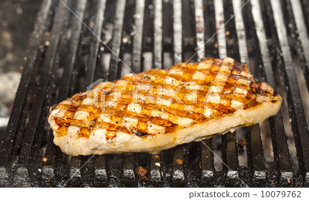 cooking catfish meat on the grill 10079762