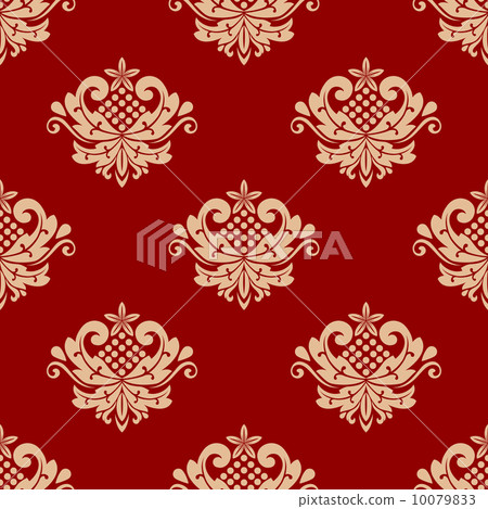 Beige and red floral damask seamless Beige and red floral damask seamless 10079833
