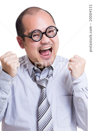 stock photo: asia businessman feeling excited