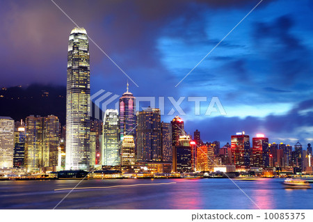 Hong Kong city at night 10085375