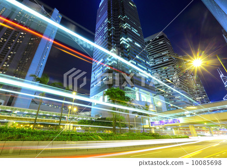 Hong Kong with car light 10085698