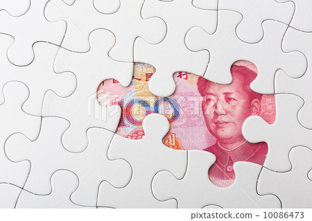 Chinese yuan and puzzle piece 10086473