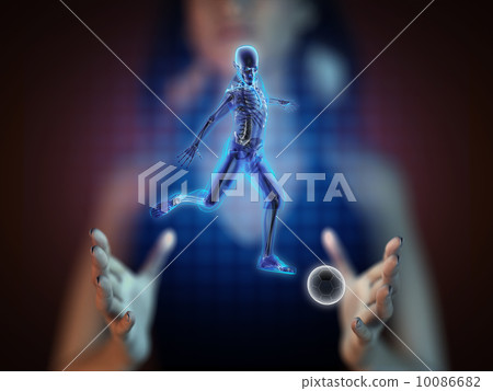 soccer game player on hologram soccer game player on hologram 10086682