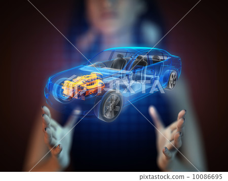 transparent car concept on hologram 10086695