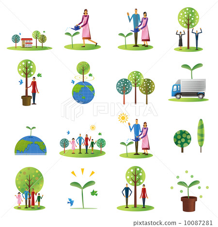 A set of plants and people A set of plants and people 10087281