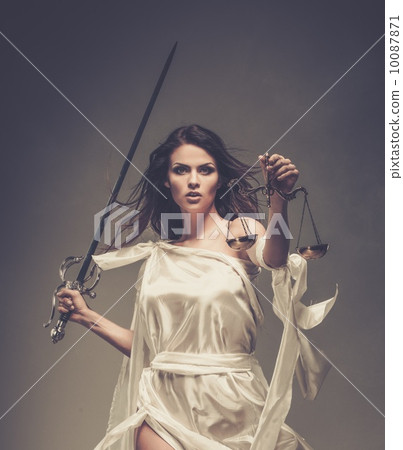 Femida, Goddess of Justice, with scales and sword 10087871