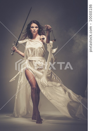 Femida, Goddess of Justice, with scales and sword 10088186