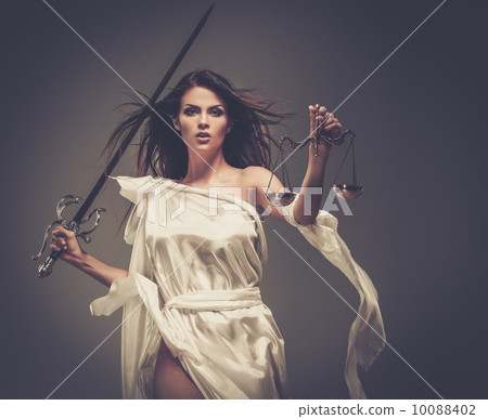 Femida, Goddess of Justice, with scales and sword 10088402
