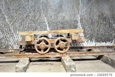 old  wagon inside of salt mine 10089579