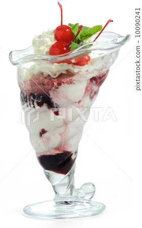 Dessert with cherries and cream 10090241