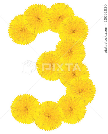 Number 3 made from dandelion flower Number 3 made from dandelion flower 10091030