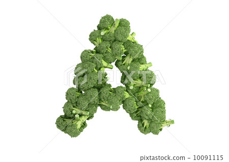 Broccoli letter A on white background Broccoli letter A on white background 10091115