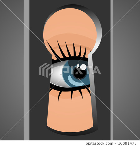 Woman looks through a keyhole Woman looks through a keyhole 10091473