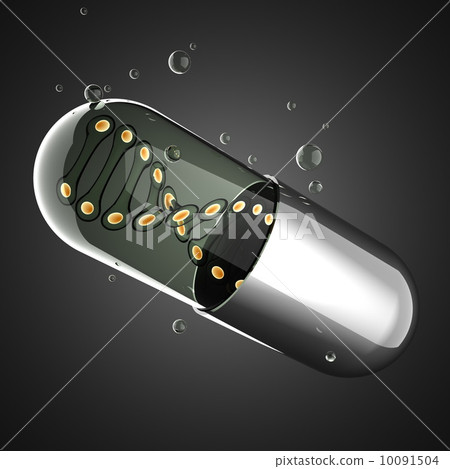 Transparent capsule on gray background 10091504