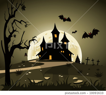 Halloween theme from castle in the background Halloween theme from castle in the background 10091610