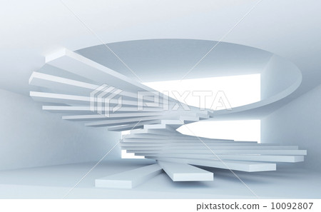 Blue abstract architecture interior with spiral stairs installat Blue abstract architecture interior with spiral stairs installat 10092807