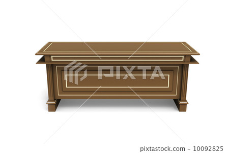 Brown wooden writing table, front side view...-插圖素材 [10092825] - PIXTA圖庫