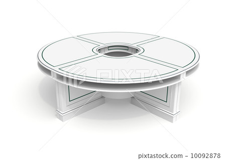 White wooden round table, half-turn isolated on white background 10092878