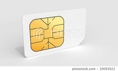 White Sim card on light gray background with soft shadow. 3d ren 10093022