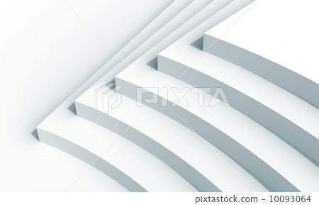3d illustration: white abstract architecture fragment with five 10093064