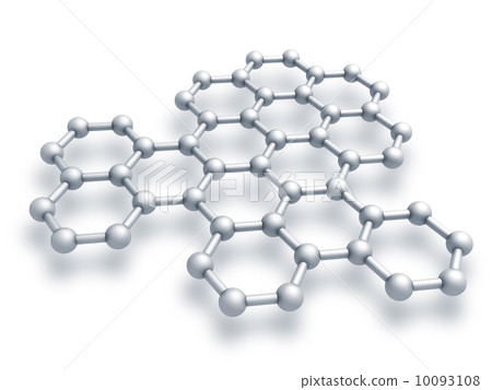 Graphene structure fragment schematic model. 3d render illustrat 10093108