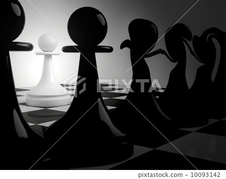 Chess fantasy with dancing black pawns and alone white pawn in d Chess fantasy with dancing black pawns and alone white pawn in d 10093142