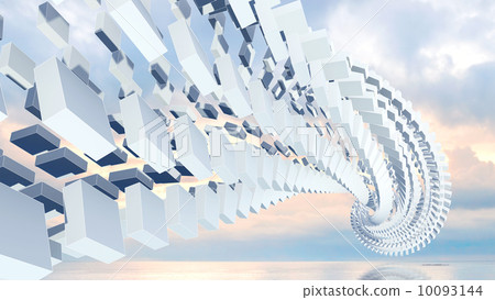 3d abstract background illustration with spatial helix made of b 10093144
