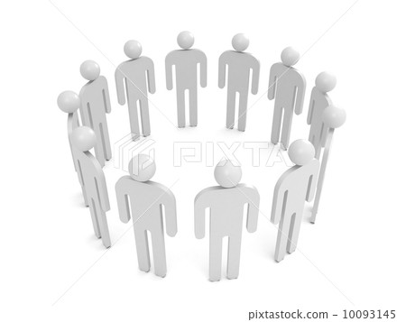 Twelve abstract white 3d people stand in one circle 10093145